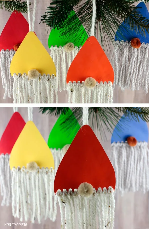 Handmade paper plate DIY gnome ornaments