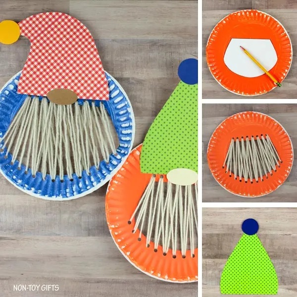 paper plate gnome project collage