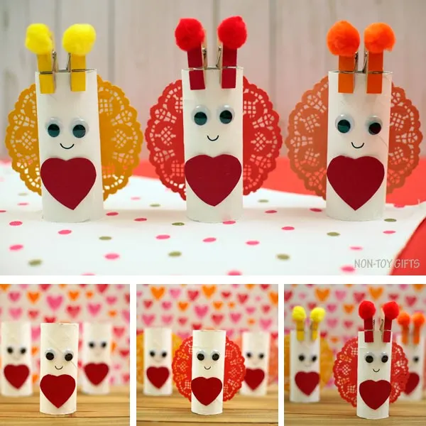 Paper tube love bug project collage