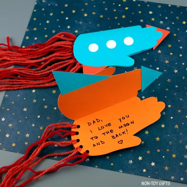 Father's Day handprint rocket card for dad and grandpa