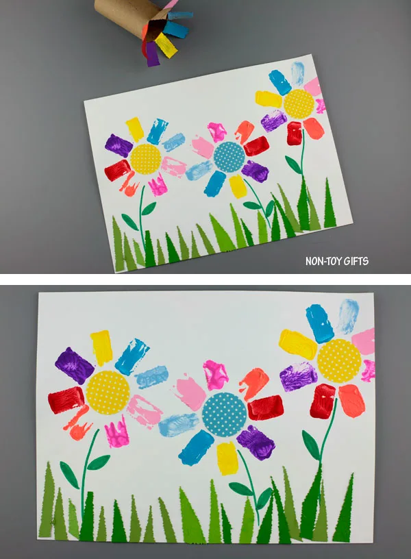 Paper roll flower art for kids