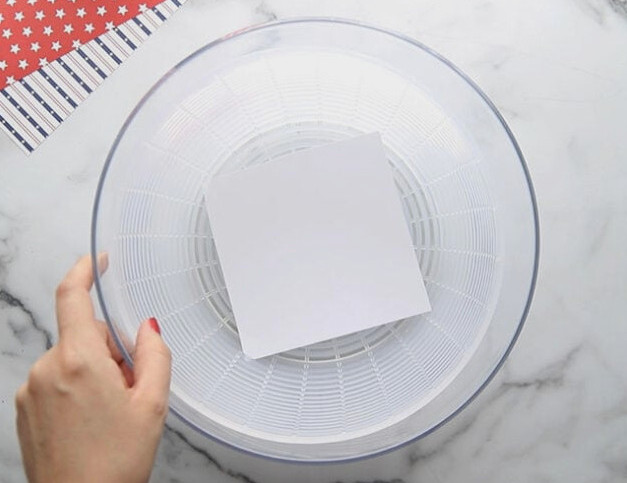 Add Cardstock to Salad Spinner