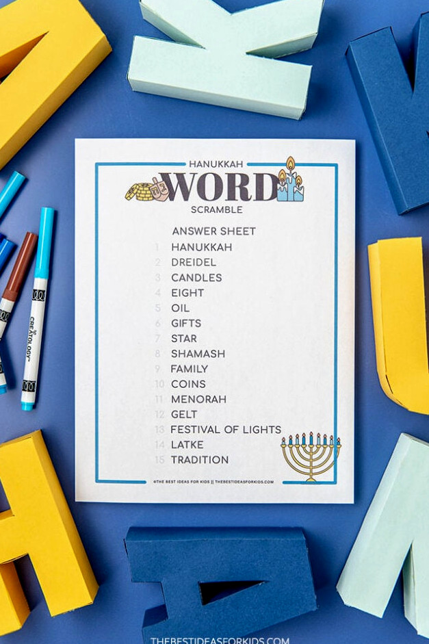 Hanukkah Word Scramble Free Printable