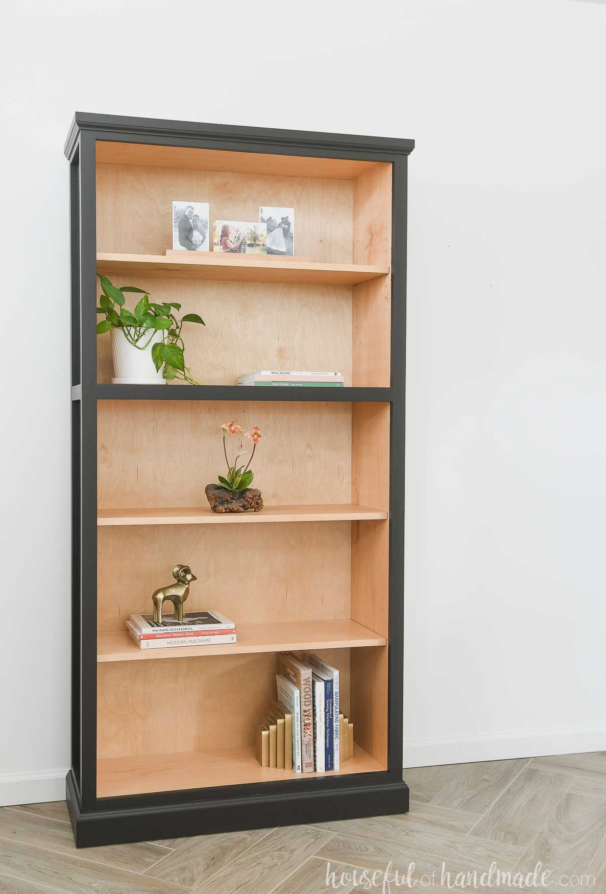 DIY Tall Bookcase with Trim