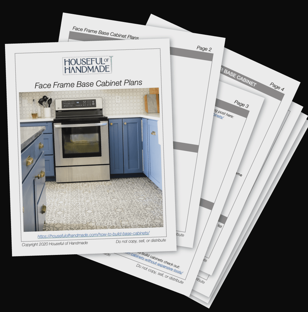 PDF plans for building custom base cabinets.