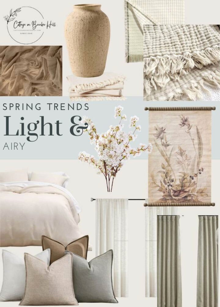 spring trends collage of light and airy home decor accents