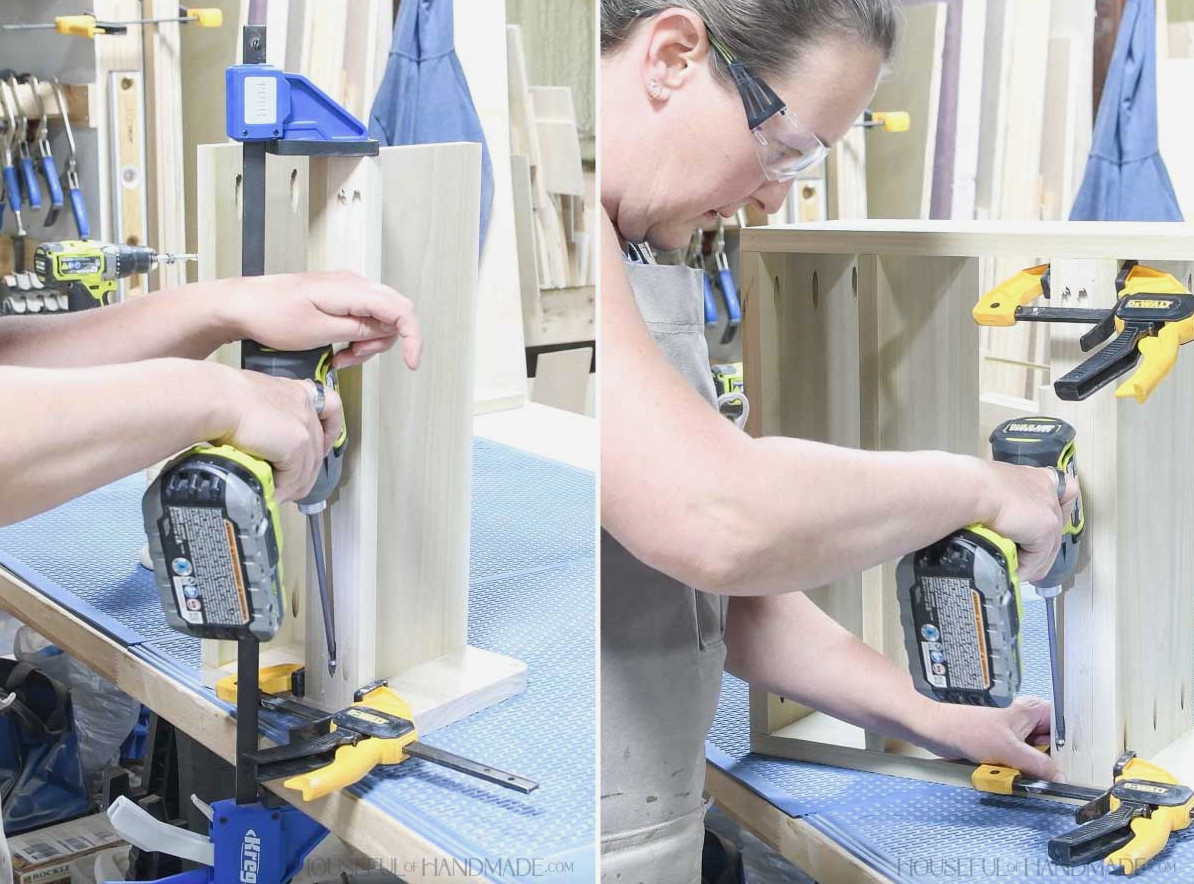 Attaching the back support pieces. 