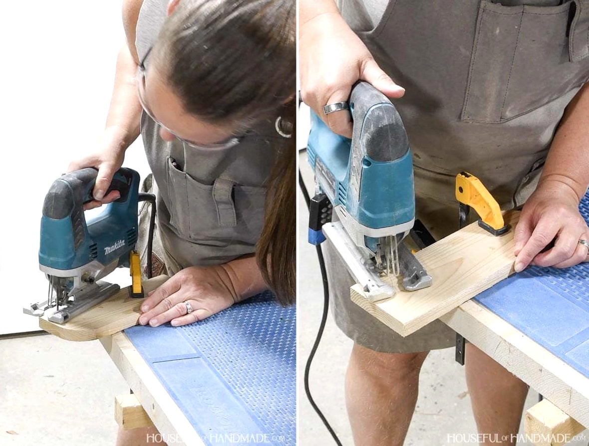 Cutting curves out with a jig saw.