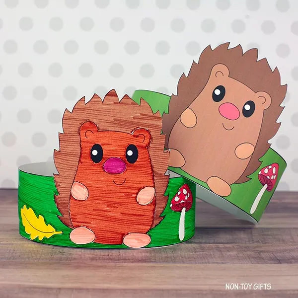 Hedgehog paper hat craft printable for kids