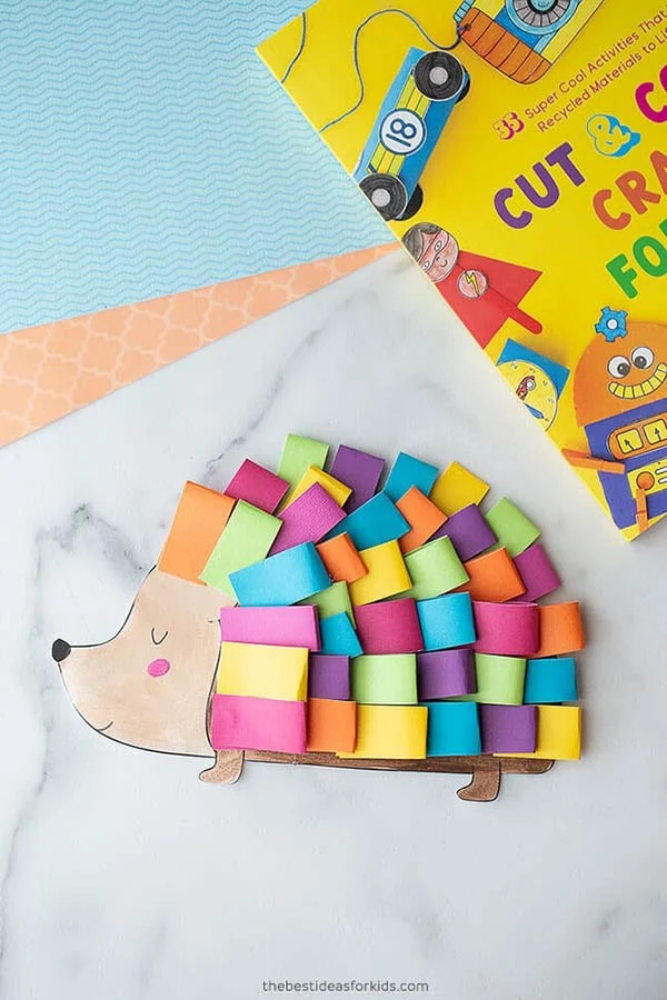 colorful paper hedgehog craft
