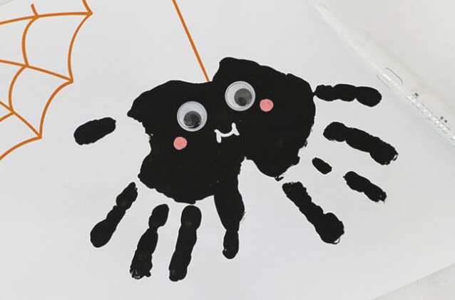 Adding face onto spider handprint art