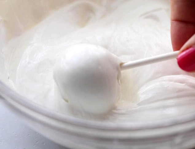 Dip into white candy melt