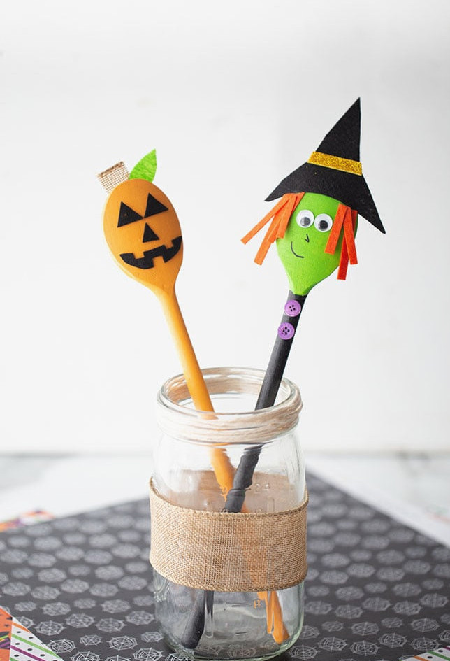 Pumpkin and Witch Spoons