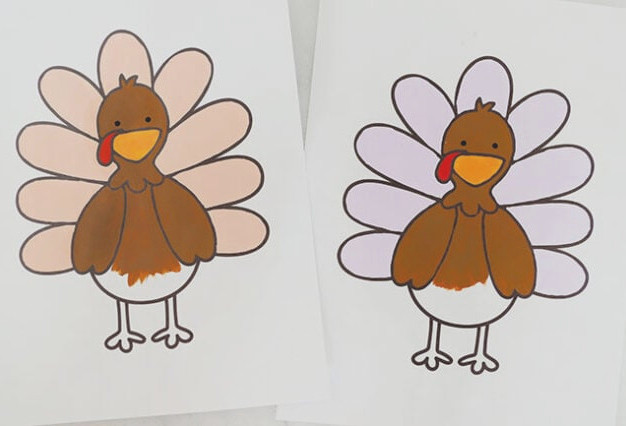 Colored in mermaid turkeys