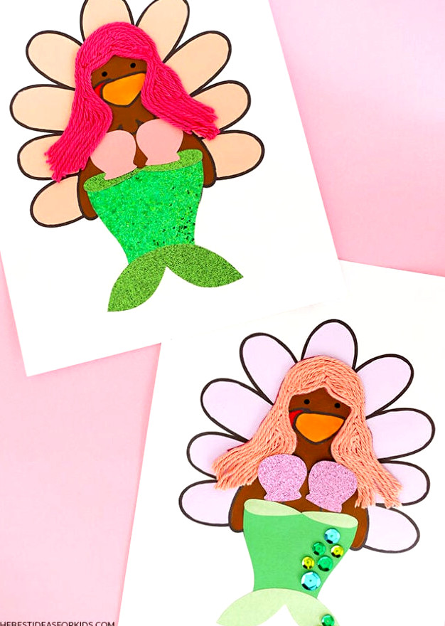 Mermaid Turkey in Disguise Printable Templates