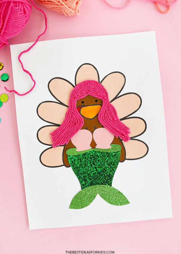 Printable Mermaid Turkey in Disguise