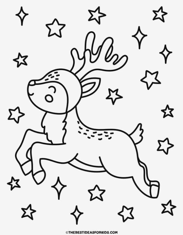 reindeer at night coloring page
