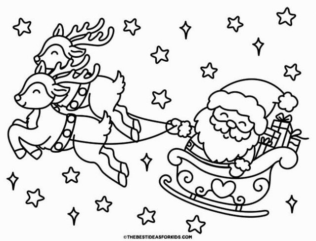 reindeer with santa coloring page