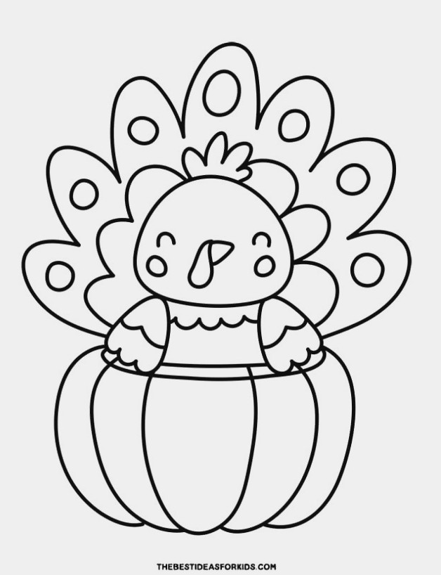 turkey and pumpkin coloring page