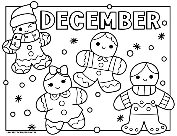 December Gingerbread Coloring Page