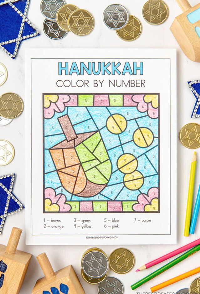 Dreidel color by number page