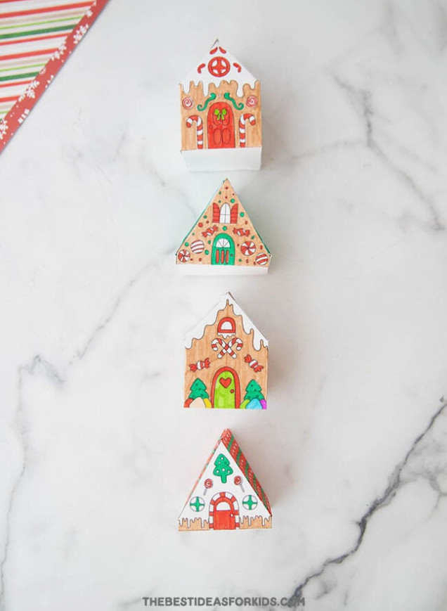 Free Printable 3D Gingerbread Homes