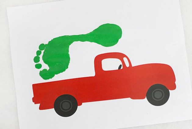 Green foot design on truck