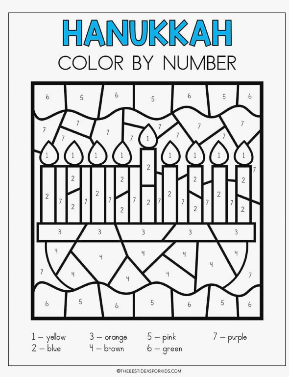 Color by Number Menorah Page