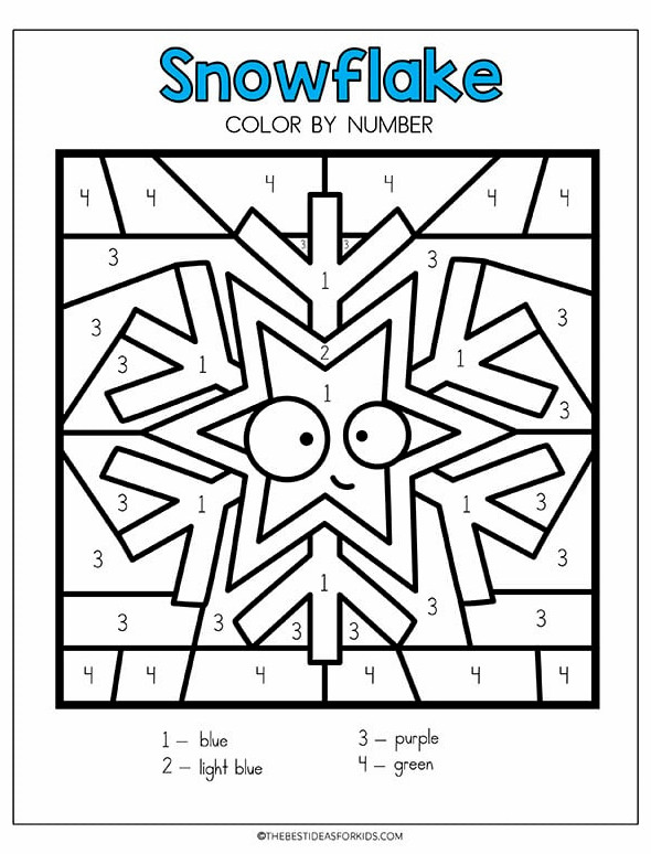 Adorable Snowflake Color by Number