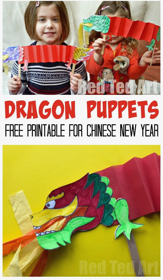 Chinese New Year Craft: Dragon Puppet & Free Printable