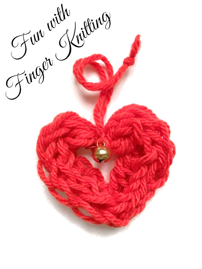 These finger knitted heart ornaments are adorable. Simple, charming, and an excellent finger knitting project for children. Love.