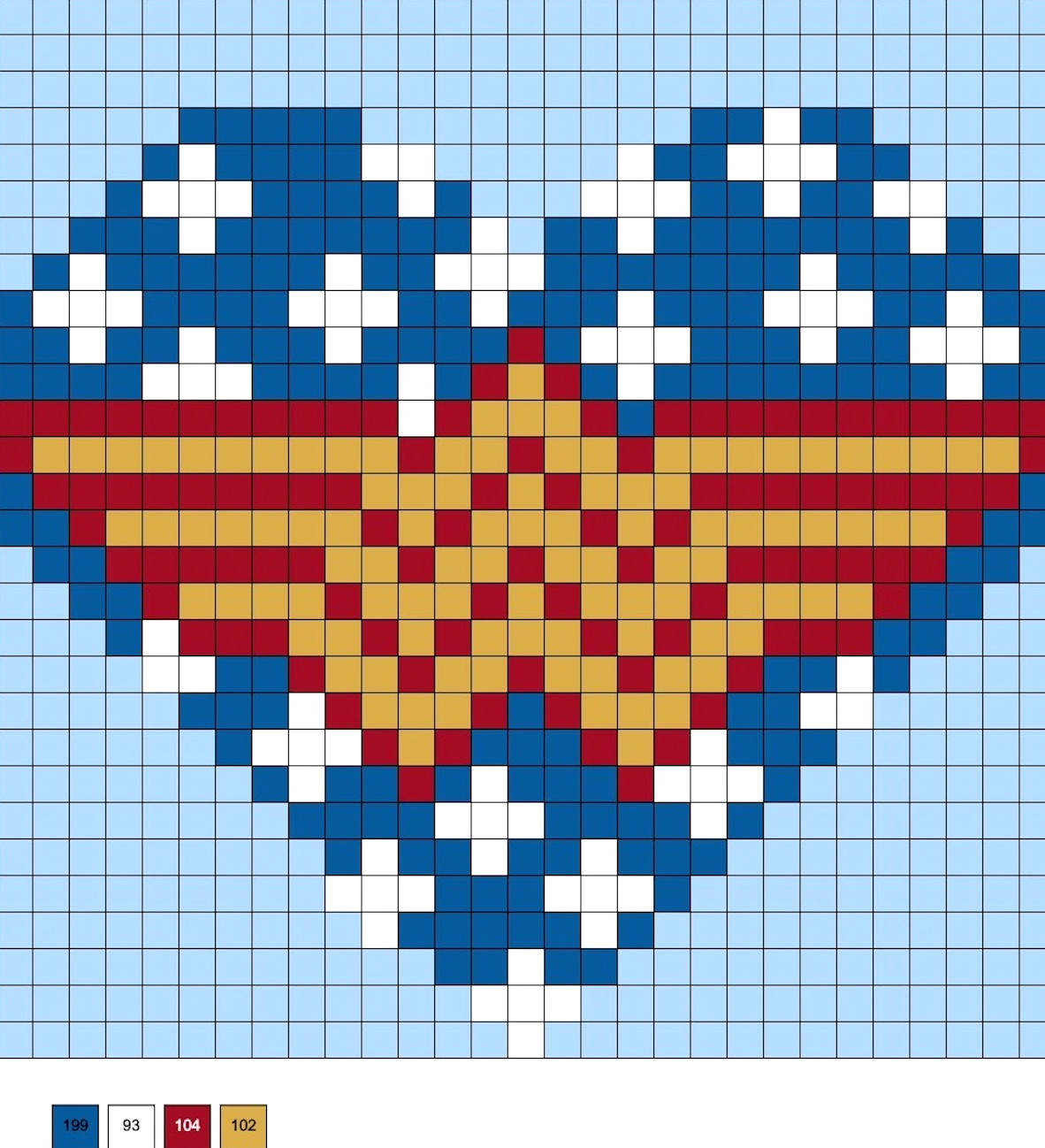 Wonder Woman heart perler bead pattern
