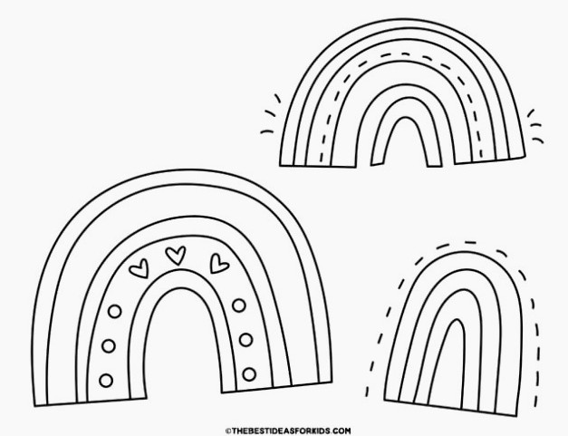 3 rainbows coloring page
