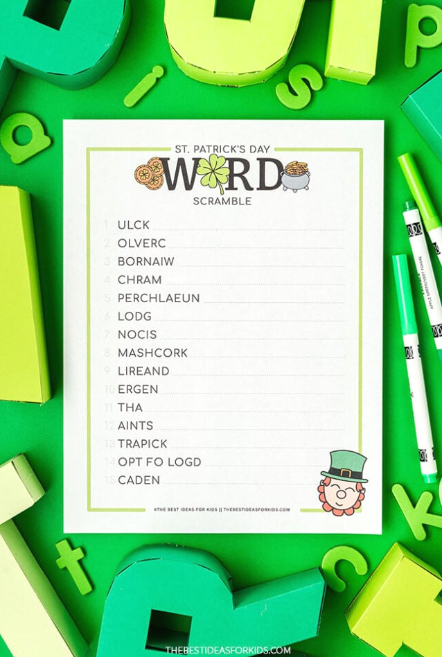 Free Printable St Patrick's Day Word Scramble