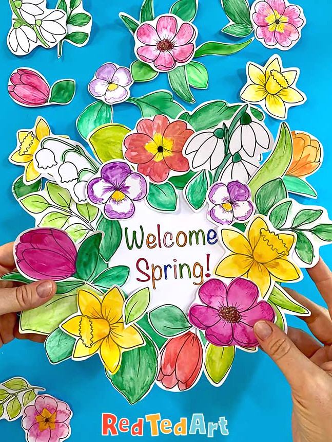 Spring Flowers Printable Wreath