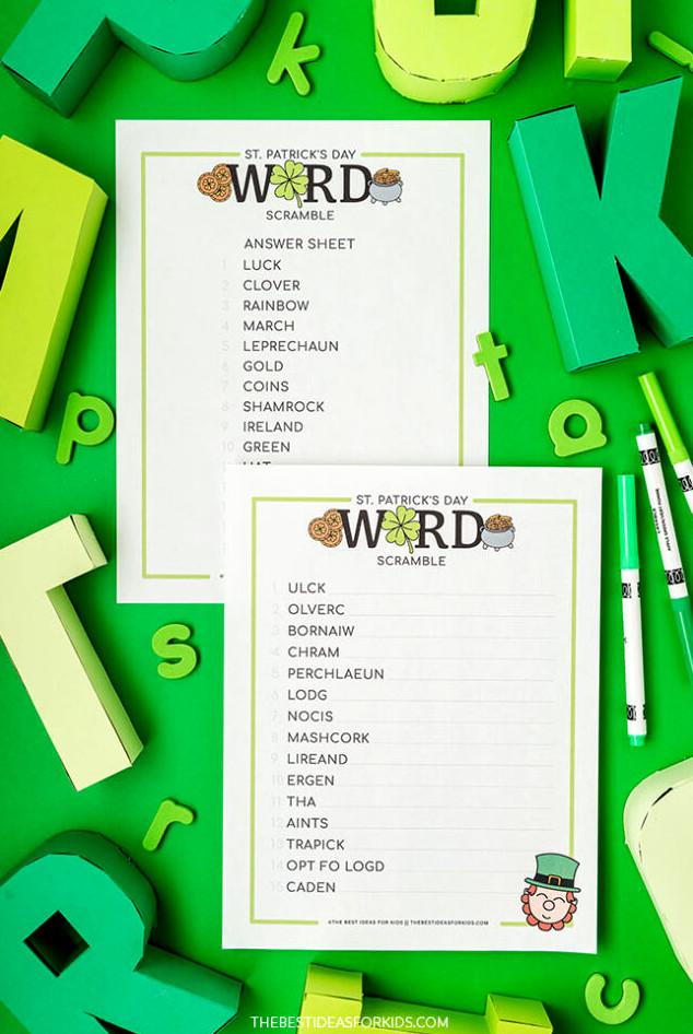 St Patricks Day Word Scramble (Free Printable)