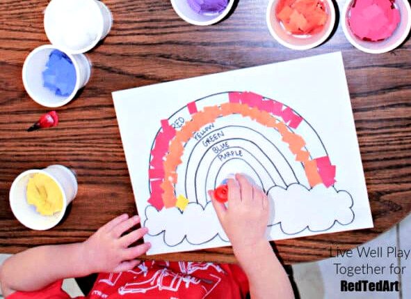 paper rainbow craft preschooler