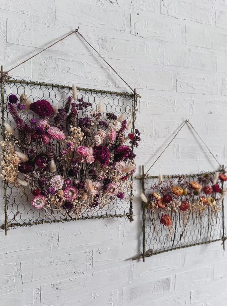 flower frames filled with dried flowers