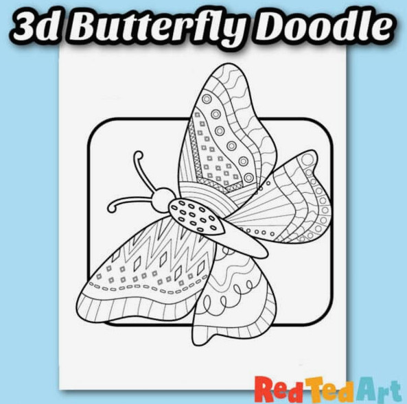3d Doodle Butterfly Art Coloring Pages