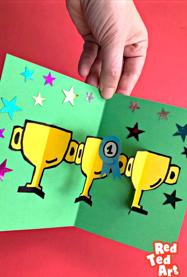 Fathers Day Trophy Card – Easy Pop Up Cards for Kids