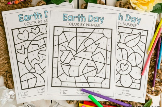 Earth Day Color by Number Activity for Children