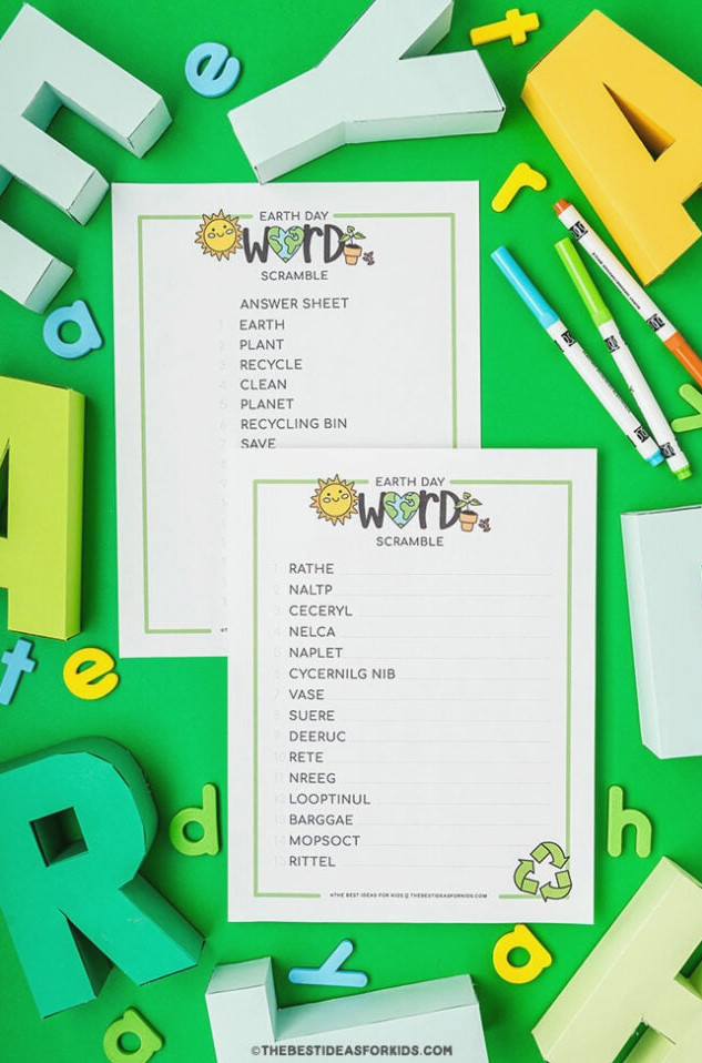 earth day word scramble printable