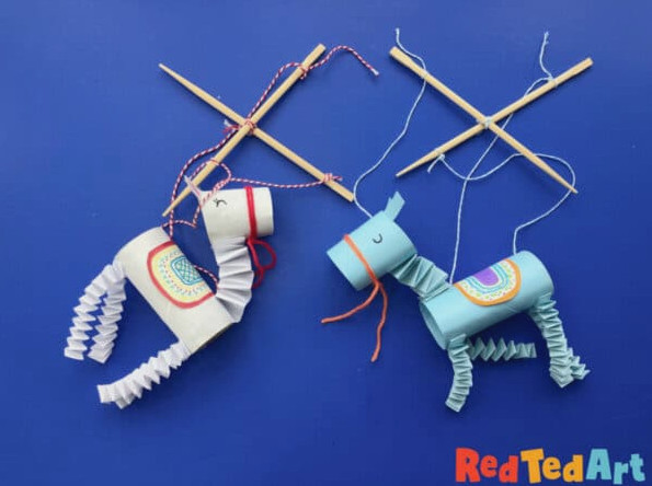 cardboard tube llama puppet marionettes