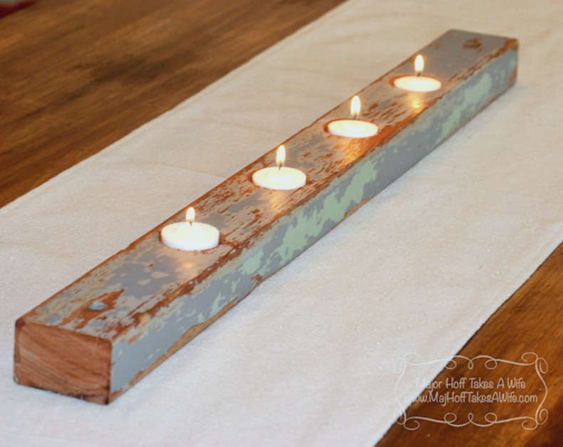 barn wood candle holder