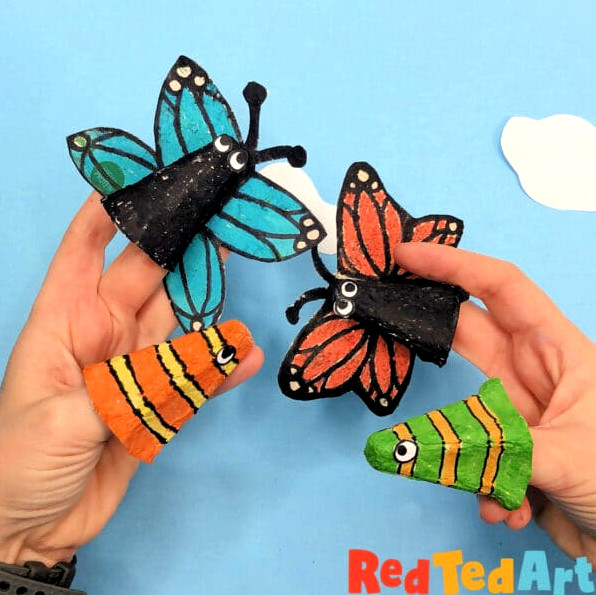 recycled butterfly puppet projects