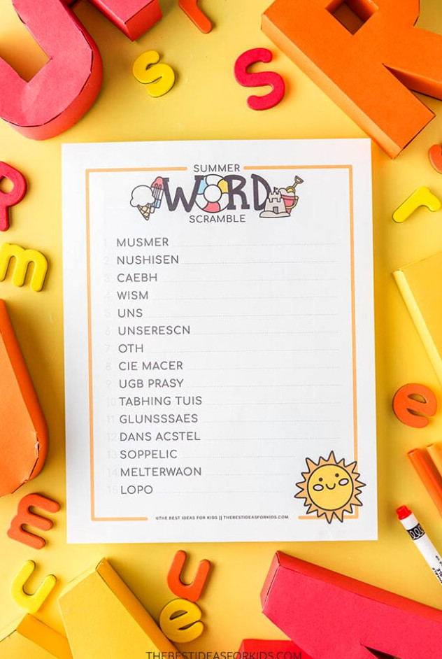 Summer Word Scramble (Free Printable)