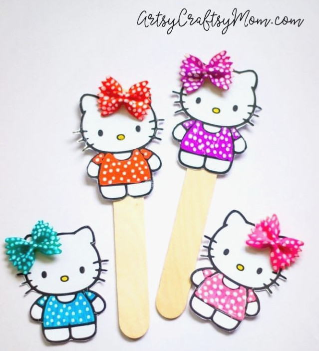 Hello Kitty Craft Bookmark Using Pasta