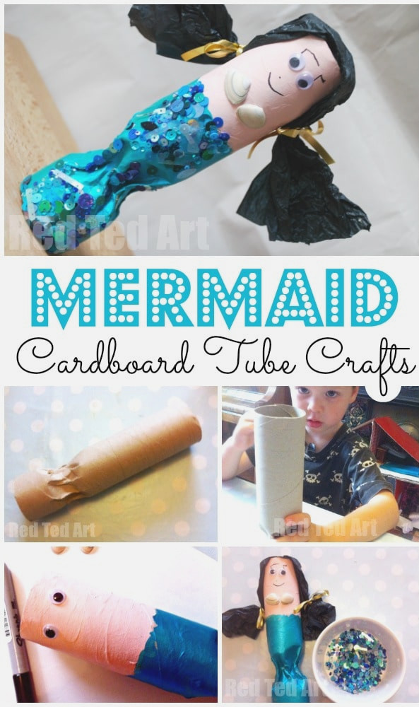 Toilet Paper Roll Mermaids. Cardboard Tube Mermaid craft. Paper Roll Craft Ideas. Love this adorable recycled mermaid craft for summer #preschool #mermaids #toiletpaperolls #cardboard