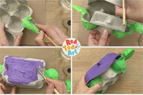paint the egg carton treasure box