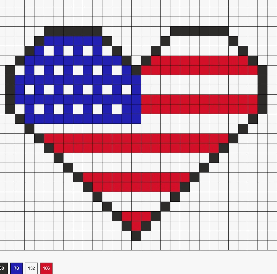 flag heart perler beads
